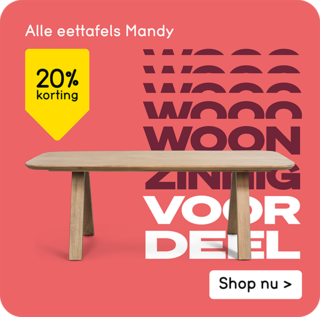 Alle eettafels Mandy 20% korting