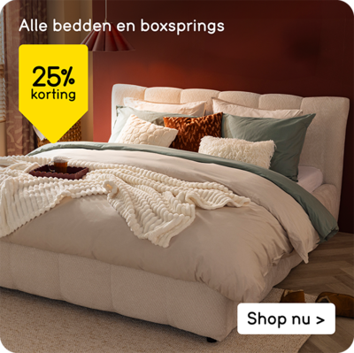 Alle bedden en boxsprings 25% korting