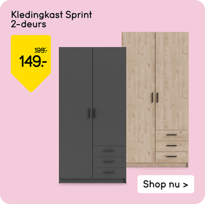 Kledingkast Sprint 2-deurs van 199,- voor 149,-