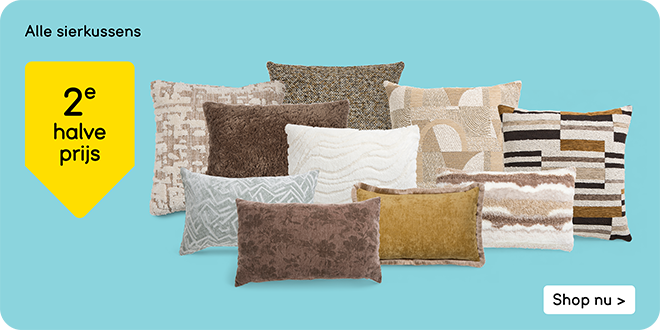 Alle sierkussens 2e halve prijs
