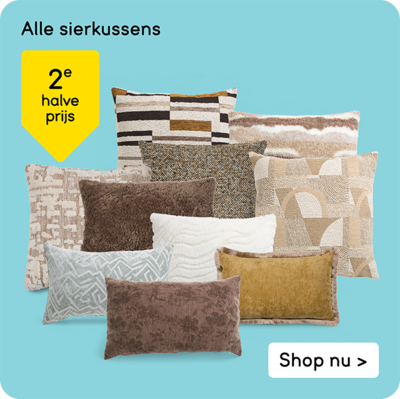 Alle sierkussens 2e halve prijs