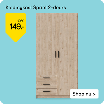 Kledingkast Sprint 2-deurs van 199,- voor 149,-
