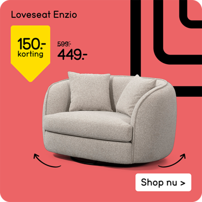Loveseat Enzio 150,- korting van 599,- voor 449,-