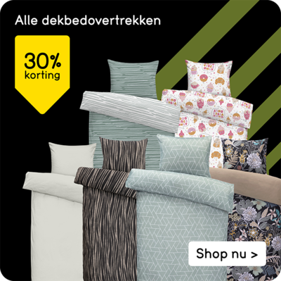 Alle dekbedovertrekken 30% korting