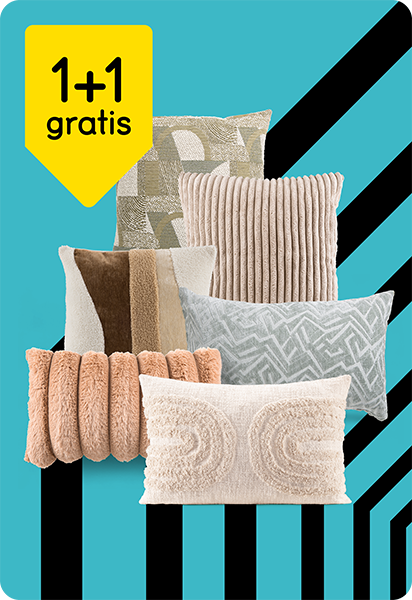 Alle sierkussens 1+1 gratis