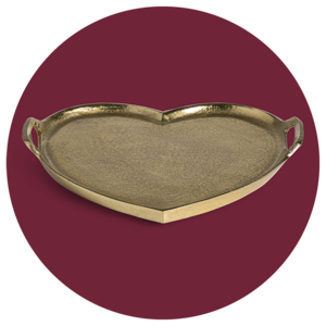 Dienblad Hart goudkleur aluminium - 30x33 cm