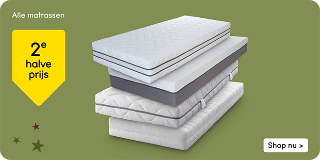 Alle matrassen 2e halve prijs