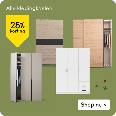 Alle kledingkasten 25% korting