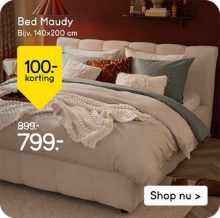 Bed Maudy 100.- korting bijv. 140x200 cm van 899 voor 799