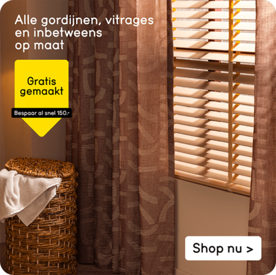 Alle gordijnen, vitrages en inbetweens op maat gratis gemaakt 