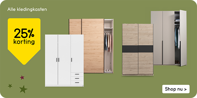 Alle kledingkasten 25% korting