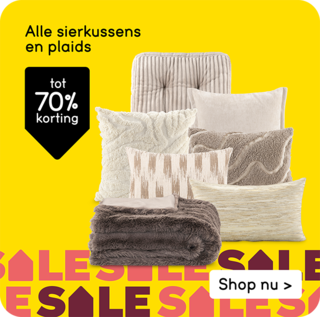 Alle sierkussens en plaids tot 70% korting