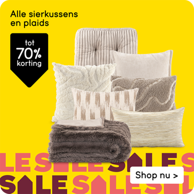 Alle sierkussens en plaids tot 70% korting