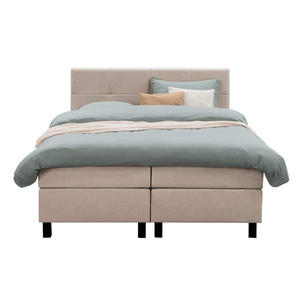 Boxspring Liv geblokt - beige - 160x200 cm - vierkante poot