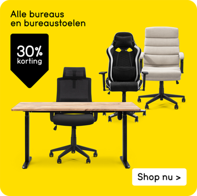 Alle bureaus en bureaustoelen 30% korting