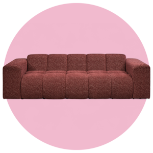 Bank Beau 3-zits - stof Raven - wijnrood