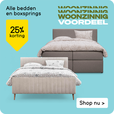 bedden en boxsprings 25% korting