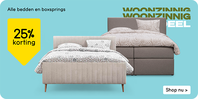 bedden en boxsprings 25% korting
