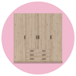 Kledingkast Sprint 4-deurs - eikenkleur - 200x196x50 cm