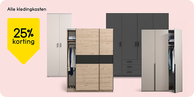 Alle kledingkasten 25% korting