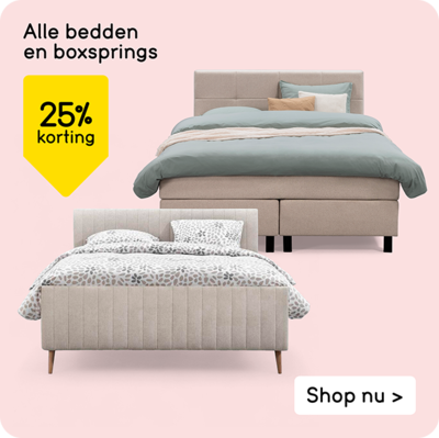 Alle bedden en boxsprings 25% korting
