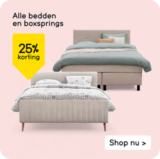 Alle bedden en boxsprings 25% korting