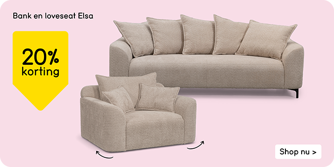 Bank en loveseat Elsa 20% korting