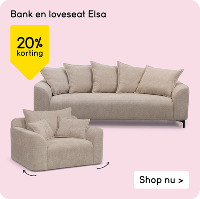 Bank en loveseat Elsa 20% korting