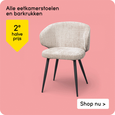 Alle eetkamerstoelen en barkrukken 2e halve prijs