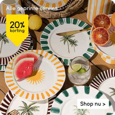 Alle geprinte servies 20% korting