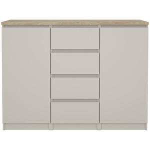 Ladekast Naia 2 deurs met 4 lades - greige/eiken - 90,7x120,6x50 cm