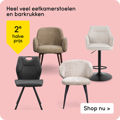 Heel veel eetkamerstoelen en barkrukken 2e halve prijs