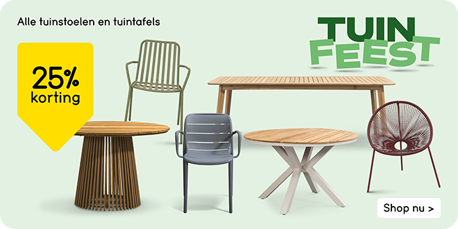 Alle tuinstoelen en tafels 25% korting