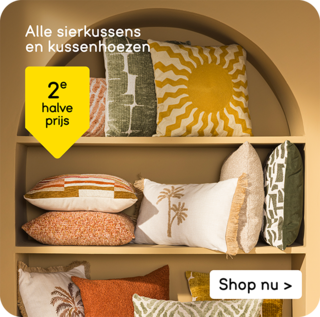 Alle sierkussens en kussenhoezen 2e halve prijs