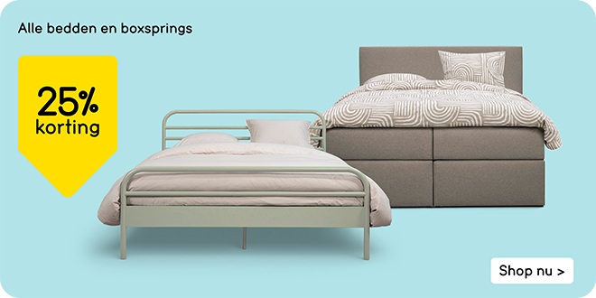 Alle bedden en boxsprings 25% korting