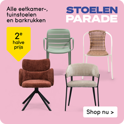 Alle eetkamerstoelen en barkrukken 2e halve prijs