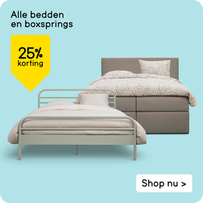 Alle bedden en boxsprings 25% korting