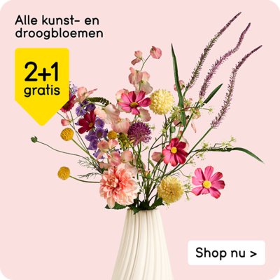 Alle kunst- en droogbloemen 2+1 gratis