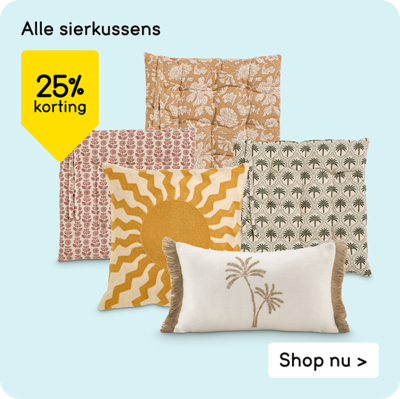 Alle sierkussens 25% korting