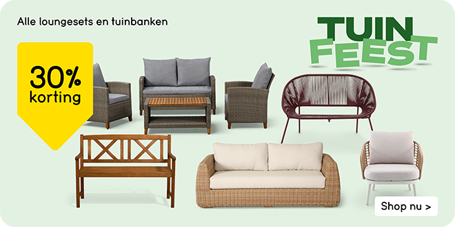 Alle loungesets en tuinbanken 30% korting