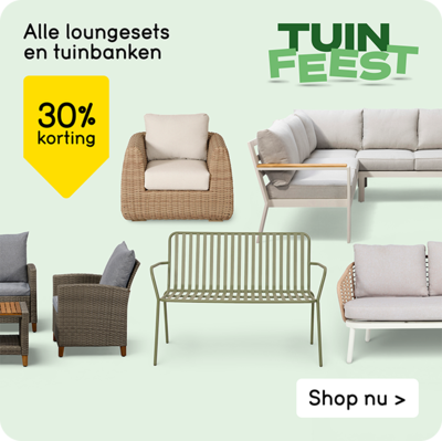 Alle loungesets en tuinbanken 30% korting