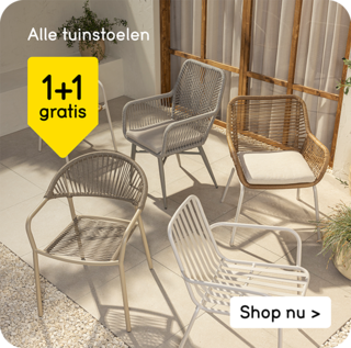 Alle tuinstoelen 1+1 gratis