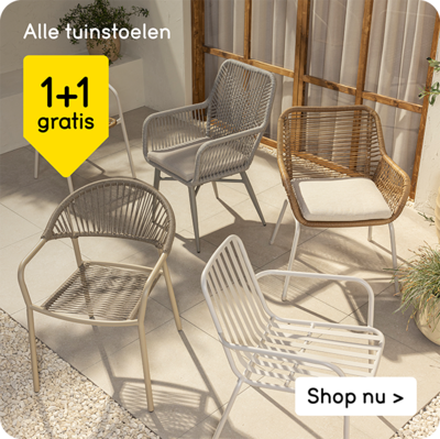 Alle tuinstoelen 1+1 gratis
