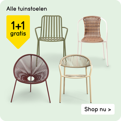 Alle tuinstoelen 1+1 gratis