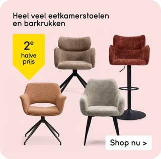Heel veel eetkamerstoelen en barkrukken 2e halve prijs