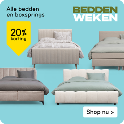 Alle bedden en boxsprings 20% korting