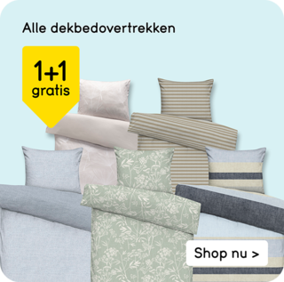 Alle dekbedovertrekken 1+1 gratis