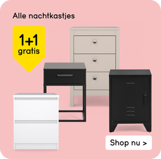 Alle nachtkastjes 1+1 gratis