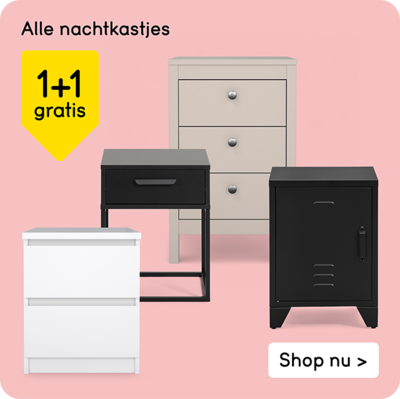 Alle nachtkastjes 1+1 gratis
