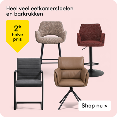 Heel veel stoelen en barkrukken 2e halve prijs
